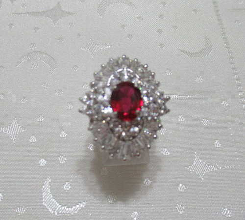 Anillo Plata 925 Baguette Circones Piedra Roja Joya Firmada