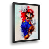 Quadro Emoldurado Retro Poster Games Classico Mario Vidro A3