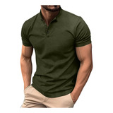 Polera Estilo L Para Hombre, Casual, Con Botones, Manga Co