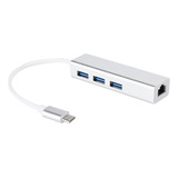 Adaptador Usb 3.0 A Ethernet Con 3 Puertos Hub Tipo C A Lan