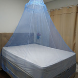 Mosquiteiro Azul Filó C/elástico Serve P/cama Casal Solteiro