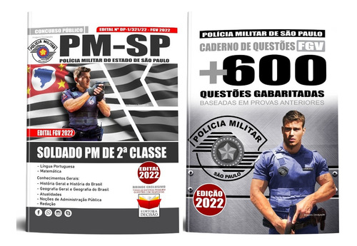 Kit Apostila 2022 + Questões Pm Sp Soldado Pm 2ª Classe