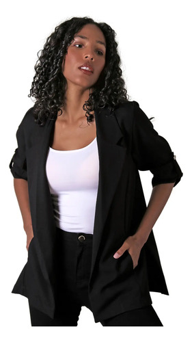 Saco Formal Blazer Mujer Negro Stfashion 79304211