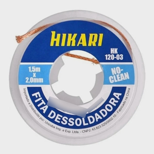 Fita Malha Dessolda Hk120 Hikari - 2 Mm Retirar Solda Cobre