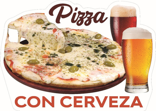 Cartel Corpóreo Polifan Pizza C/ Cerveza C/ Iluminación Led