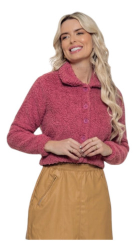 Camisa Manga Longa Frio Outono Inverno Bomber Peluda Pelúcia