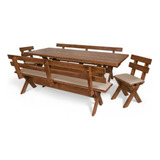 Conjunto Mesa De Churrasco 1 Mesa C/4 Bancos Estofado Imbuia