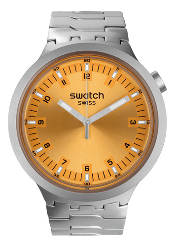 Reloj Swatch Unisex Big Bold Irony Sb07s103g Amber Sheen Color De La Malla Gris Color Del Bisel Naranja Color Del Fondo Naranja