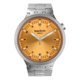 Reloj Swatch Unisex Big Bold Irony Sb07s103g Amber Sheen Color De La Malla Gris Color Del Bisel Naranja Color Del Fondo Naranja