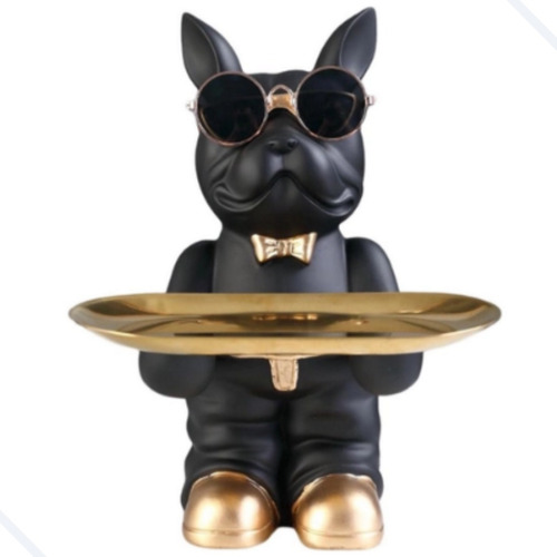 Escultura De Cachorro Estatueta De Cachorro Com Bandeja