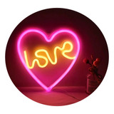 Lampara Luz Led Neon Love Amor Decoracion Pared Baterias Usb