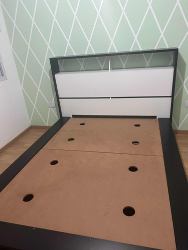 Box De Cama Base Sommier Con Cajoneras 1,60mts + Respaldo