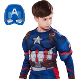 Disfraz Capitan America Musculoso Para Niños - Mascara Incluida