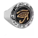 Anillo Ojo De Horus Protección Acero Titanium 