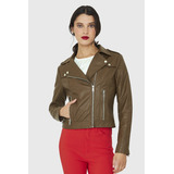 Chaqueta Biker Ecocuero Corta Café Nicopoly