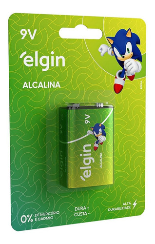 Bateria 9v Alcalina Elgin 9 Volts 1 Cartela