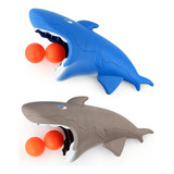 Brinquedo Tubarão Lançador De Bolinha + 2 Bolas Cor Cinza