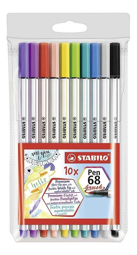 Estojo C/10 Unidades Brush Pen 68 Stabilo 