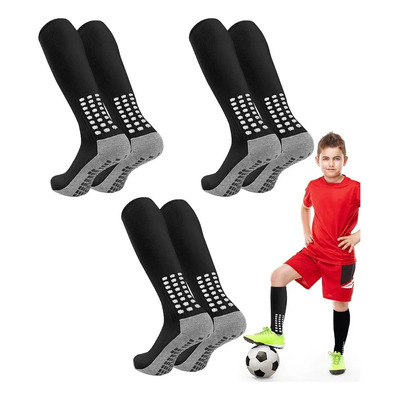 3 Medias De Fútbol Antideslizantes Para Niños Y Niñas Negro | Envío gratis