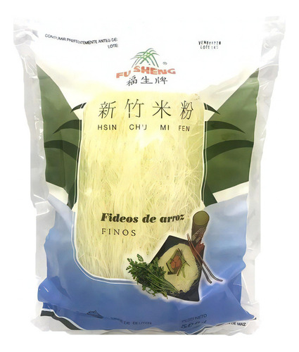 Fideos De Arroz Finos Fu Sheng Sin Gluten 500 Grs