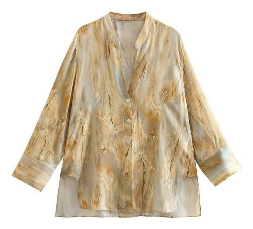 Camisa Blusa Social Feminina Elegante Tie Dye Estampada M32