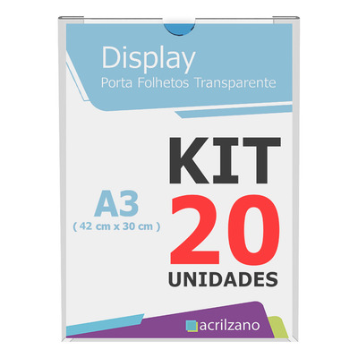 Display Suporte Folha A3 Para Parede Kit 20 Pçs