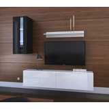 Modular Mueble Para Lcd/led Rack Mesa Tv Frente Brillante Color Blanco
