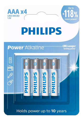 4 Pilhas Alcalinas Aaa Philips