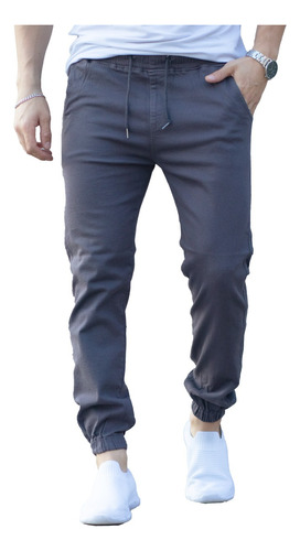 Pantalon Jogger Hombre Gabardina Elastizada Slim Fit Premium