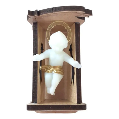 Niño Dios Fluorescente Con Cuna, Italiano (pequeño)