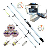 Combo Pesca Variada Mar. Caña 3.90m + Reel 2 Rule + Lineas +