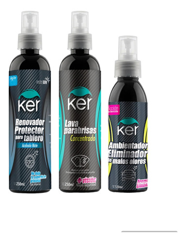 Kit- Renovador Tablero, Lavaparabrisas 250ml- Y Ambientador 