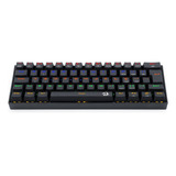 Teclado Gamer Redragon Lakshmi K606r Qwerty Mk2 Blue Português Brasil Cor Preto Com Luz Rainbow