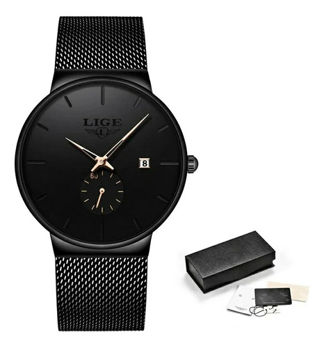 Reloj Elegante D Lujo Para Hombre Lige 9969 Malla Fina Acero