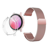 Kit Pulseira + Pelicula + Case Para Galaxy Watch Active 2 44 Cor Rosa-transparente Largura 20 Mm