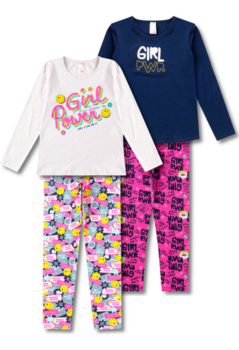 Kit 2 Conjuntos Juvenil Infantil Menina Roupa De Inverno