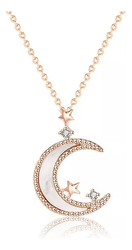 Collares Mujer  Con Plata 925 Chapado En Oro Luna Charms