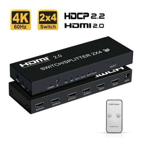 Splitter Switch Matriz 2x4 Hdmi 4k 2k Ultra Full Hd 3d Fonte