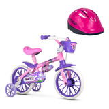 Bicicleta Infantil Aro 12 Cat Com Capacete Rosa - Nathor
