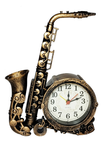 Relógio Despertador De Mesa Retrô Decor Saxofone Analógico