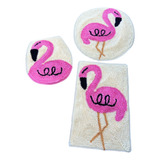 Jogo De Banheiro De Frufru Flamingo 3 Peças
