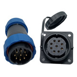 Conector 9 Pinos Vias Sd28 Impermeável Ip68 Flange Painel