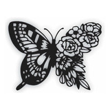 Cuadro Decoración Pared Mariposa Flores Mándala 60 Cm
