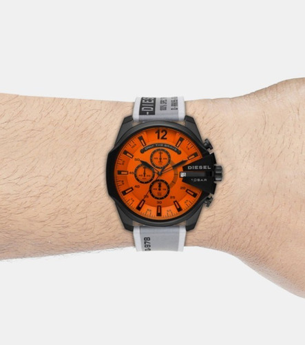 Reloj Diesel Naranja Gris Hombre Dz4535 Mega Chief