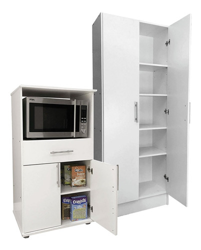 Despensero 2 Puertas 180 + Mueble Portamicroonda Y Grill @