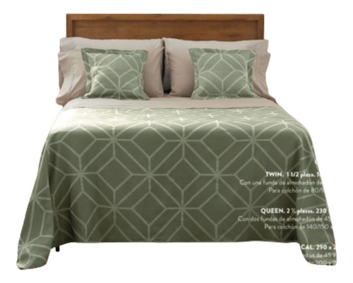 Cubre Cama Jacquard Premium Green Oregon Twin 160x260cm