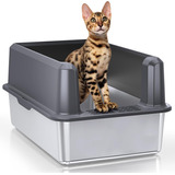 Caja De Arena Cerrada De Acero Inoxidable Para Gatos