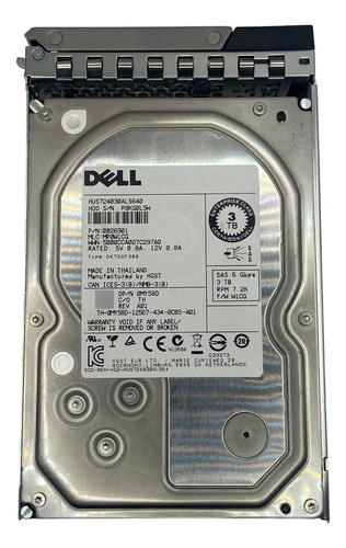 Hd Dell 3tb 7.2k 3,5 Sas 6gb My58d 0my58d (com Gaveta Nova) @