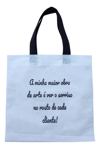 Kit 130 Sacola Tnt Ecológica Com Frase 40x40 Cm Presente