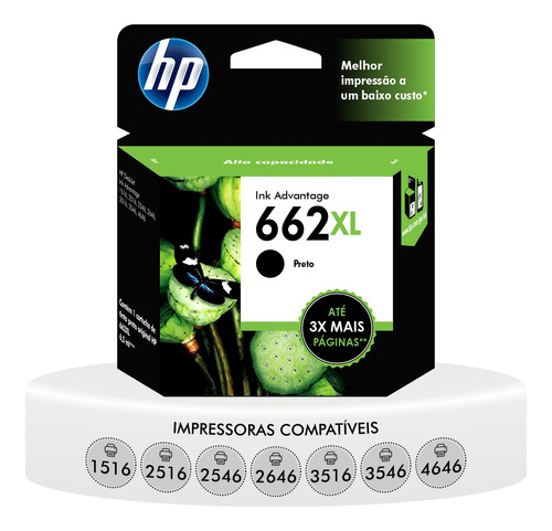 Cartucho Hp 662 Xl Original Preto Imp. 2516 3516 1516 2546